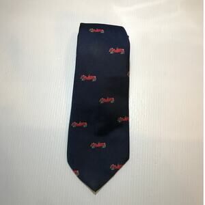 Antique Red Car Theme Navy Classic Wide Men Necktie